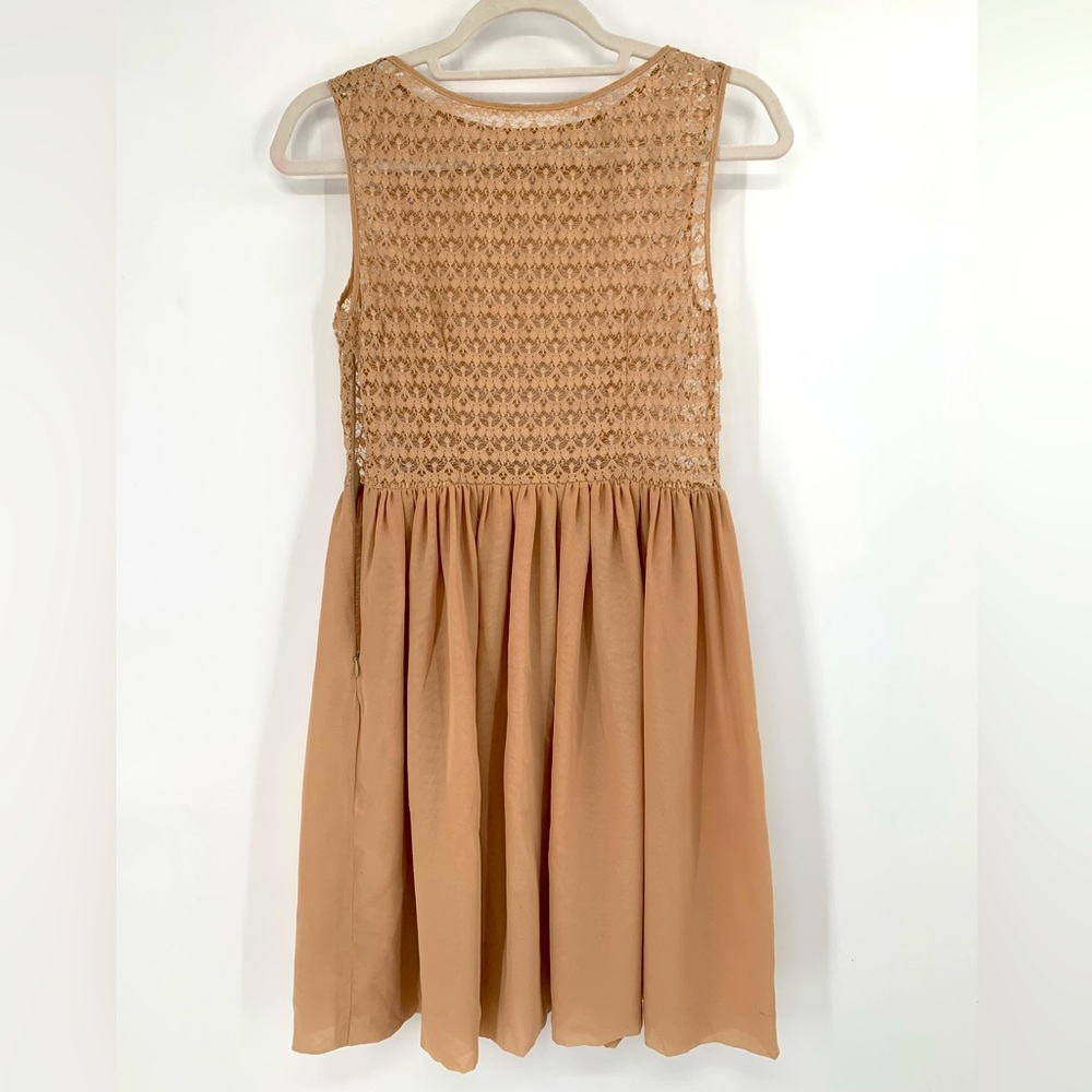 American Apparel - Nude Lace Chiffon Dress NWT
